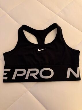 Girls Nike Pro Dri-FIT Sports Bra Black Logo Band Size Large